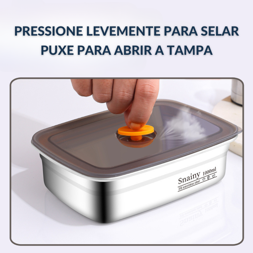 Recipiente Hermético em Aço Inoxidável 316 Premium – Vedação a Vácuo, Antibacteriano e Seguro