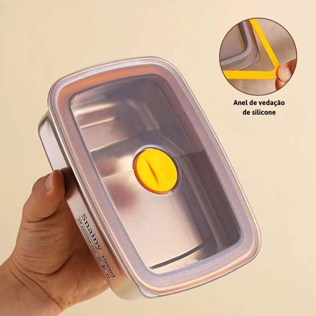 Recipiente Hermético em Aço Inoxidável 316 Premium – Vedação a Vácuo, Antibacteriano e Seguro