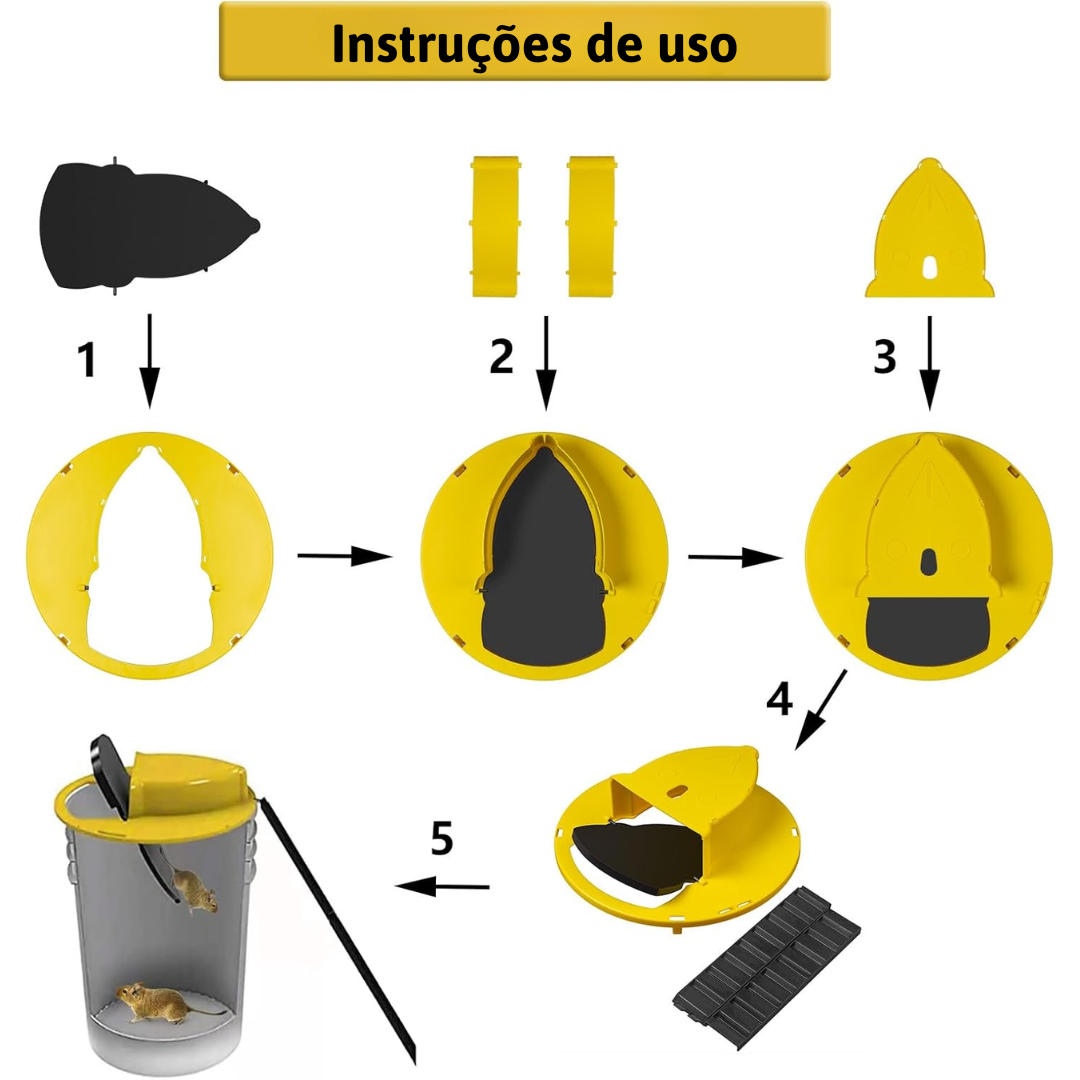 Armadilha Inteligente para Ratos – Tampa Automática para Balde, Sem Produtos Químicos