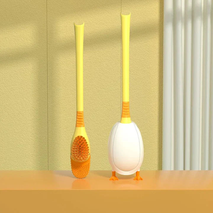 Conjunto de escova de vaso sanitário com cabo longo em formato de pato