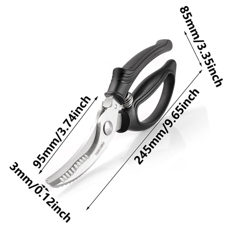 Tesoura Profissional de Aço Inoxidável - Ideal para Carne, Ossos, Peixe e Muito Mais
