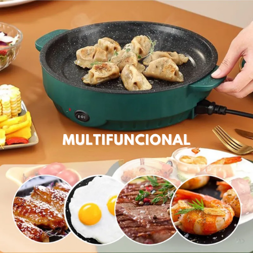 Frigideira Elétrica para Fritar e Grelhar para Uso Doméstico, Frigideira Elétrica Multifuncional, Grelha para Carne