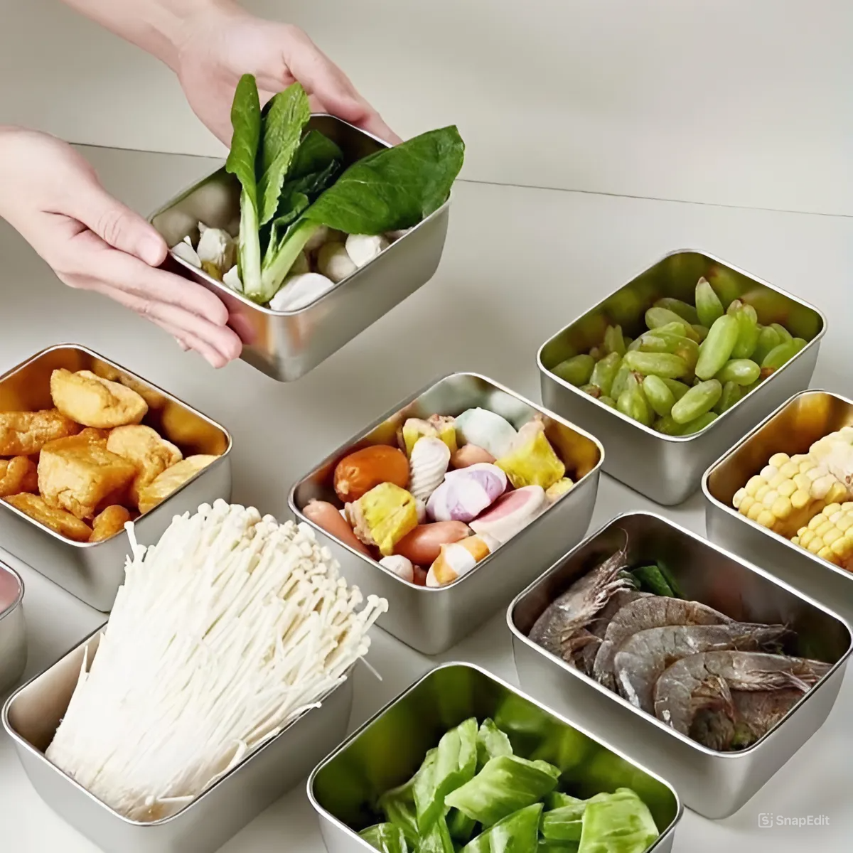 Bandeja Mini de Aço Inoxidável Estilo Japonês (13x10x5cm)
