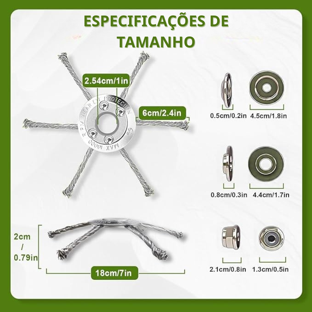 A cabeça do cortador tem 6 ramos tecidos com fio de aço resistente