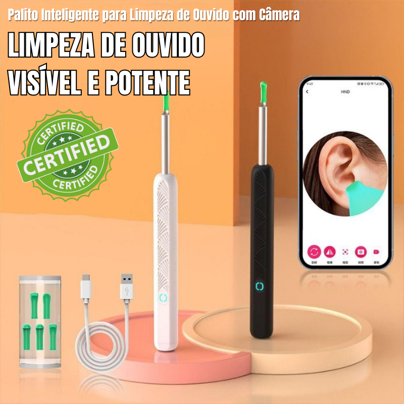 Limpador de Ouvido Inteligente NE3 – Ferramenta com Câmera Endoscópica WiFi e Controle via App