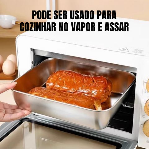 ✨Tabuleiro em aço inoxidável 304 de alta qualidade - durável e seguro para qualquer cozinha (25x20x6cm)