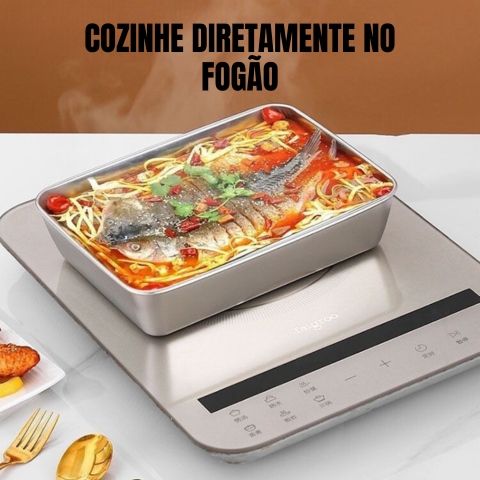 ✨Tabuleiro em aço inoxidável 304 de alta qualidade - durável e seguro para qualquer cozinha (25x20x6cm)