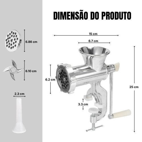 Moínho de Carne Manual em Aço Inoxidável, Ferramenta de Triturar, Manivela de Mesa para Fazer Salsichas