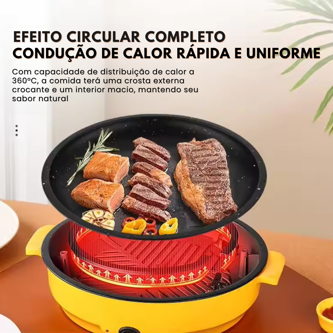 Frigideira Elétrica para Fritar e Grelhar para Uso Doméstico, Frigideira Elétrica Multifuncional, Grelha para Carne