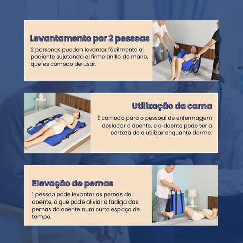 Tapete de transferência de doentes com 6 pegas reforçadas, almofada médica multiusos para camas, pessoas idosas