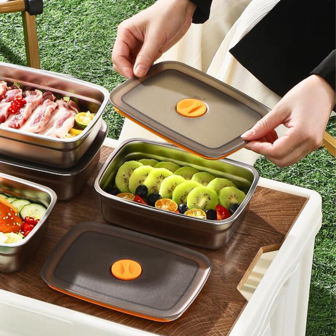 BestSeller™ - Recipiente Hermético para Armazenamento em Aço Inoxidável SUS316 Antibacteriano (19x14x6cm)