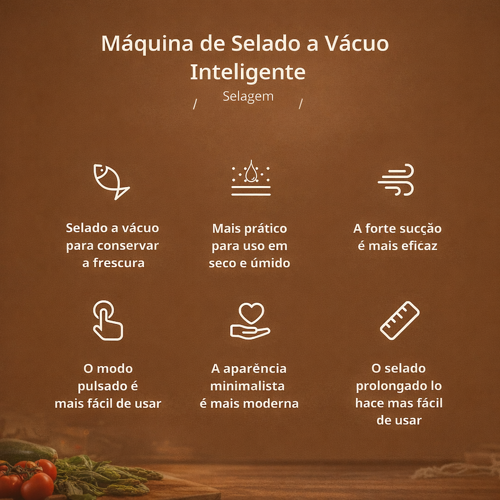 Seladora a Vácuo para Alimentos para a Conservação Prolongada de Alimentos — Inclui 100 Sacos a Vácuo Gratuitos