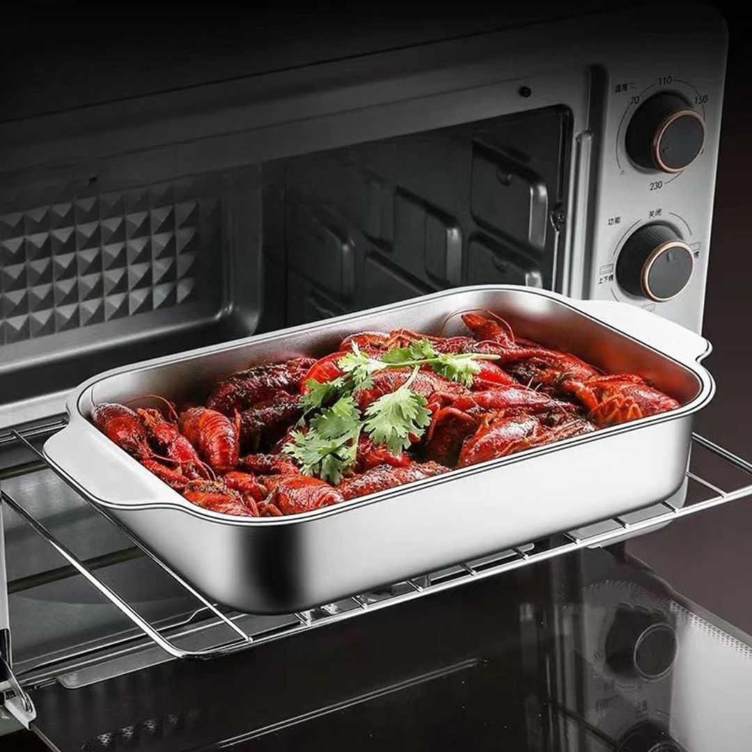 Tabuleiro De Cozinha Em Aço Inoxidável SUS304 Para Panelas Quentes, Peixe A Vapor, Cozedura E Armazenamento De Alimentos - Tamanho Grande