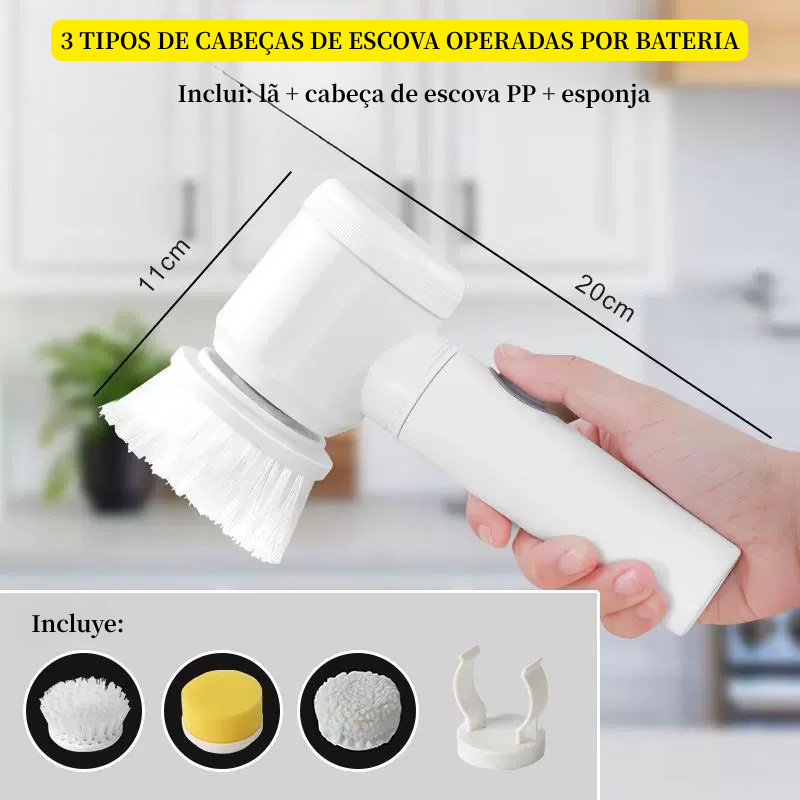 Escova Elétrica 3 em 1 – Potente, Compacta e Fácil de Usar para a Limpeza Doméstica
