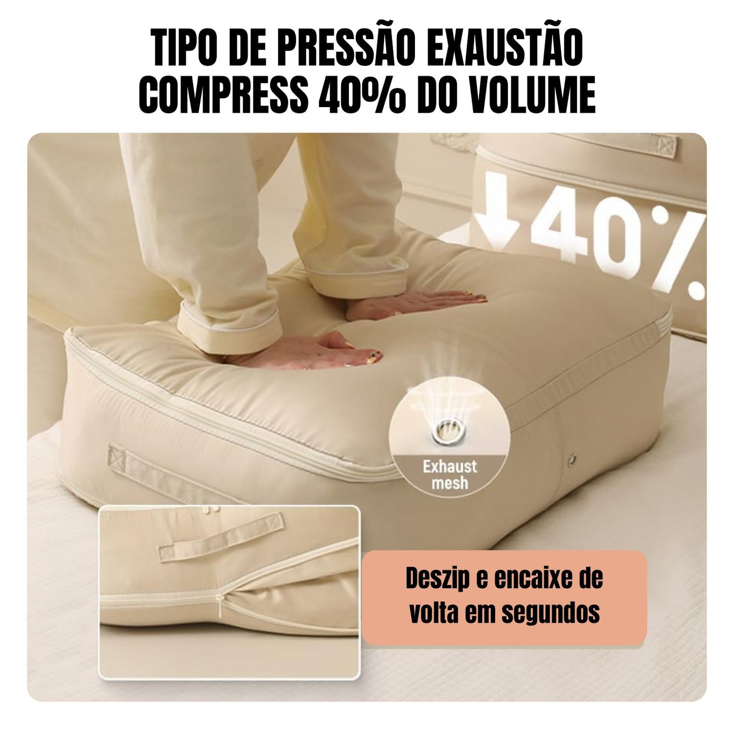Bolsas Organizadoras de Compressão Automática para Edredons, Roupas, Cobertores, Impermeáveis e à Prova de Umidade (54x42x30cm)