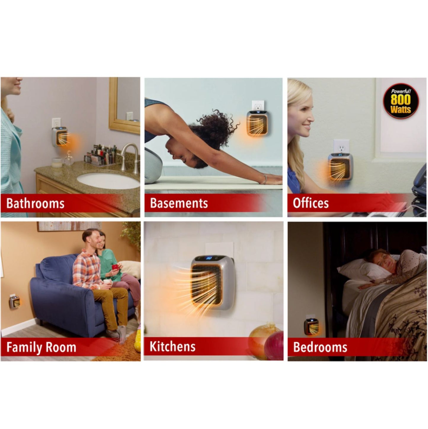 Aquecedor Handy Heater Turbo 800 Watt para Economia de Espaço - Aquecedor de Tomada de Parede e Silencioso para Pequenos Espaços