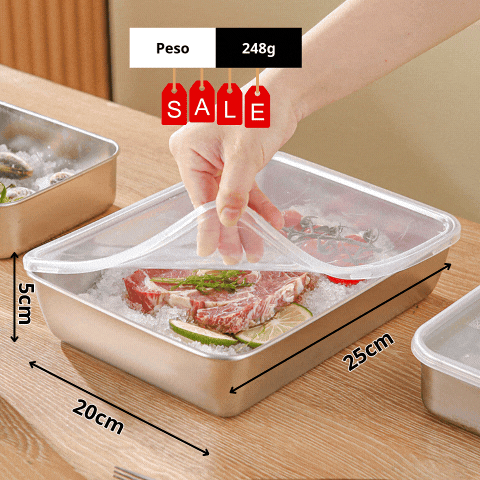 Caixa de armazenamento de alimentos SUS304 (25cm*19,5cm*5cm)