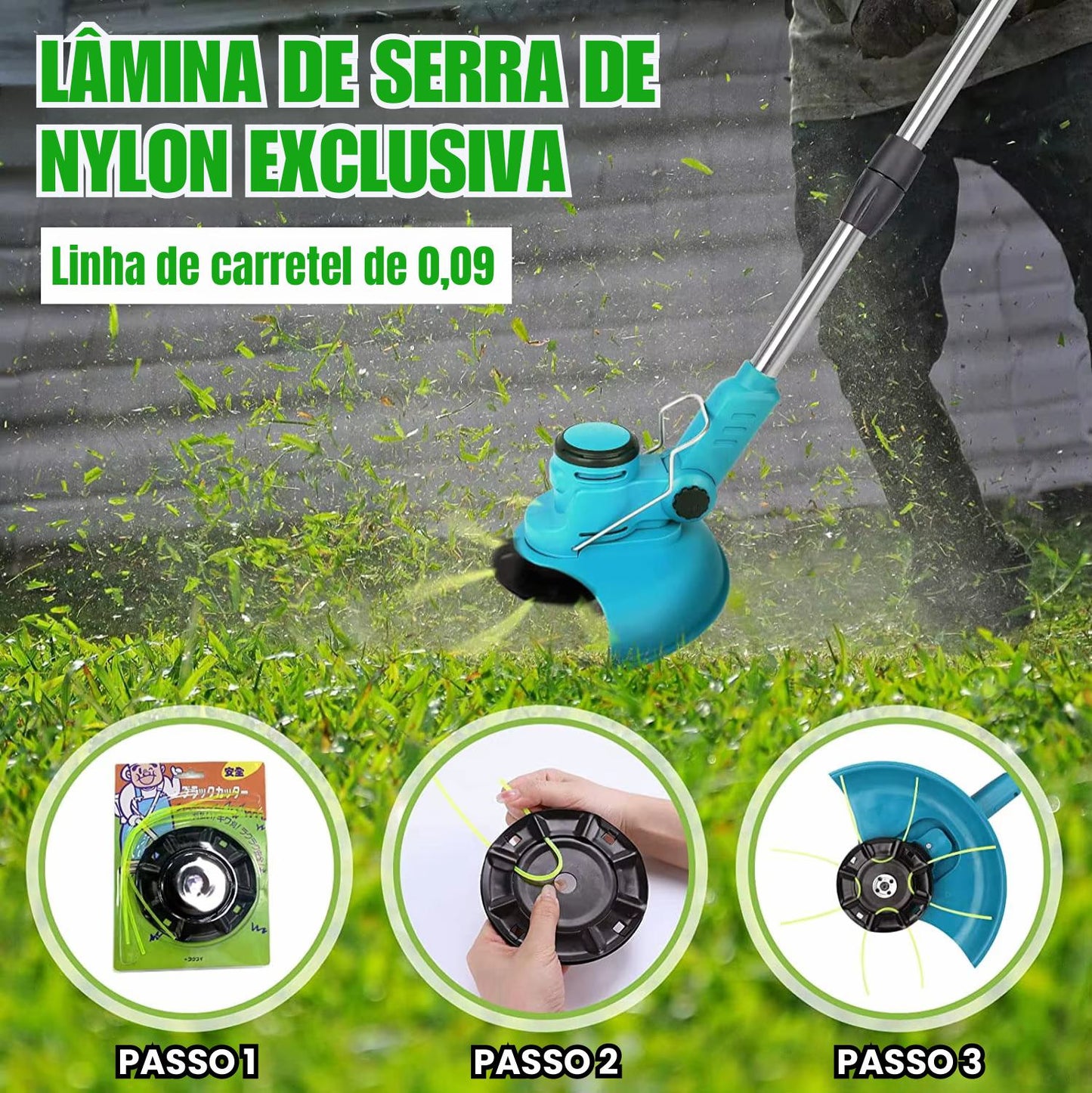 Acessório De Lâmina De Corte De Grama Com Fio De Plástico, Tipo 8 Fios, Para Cortadores De Grama A Bateria De 12-21V