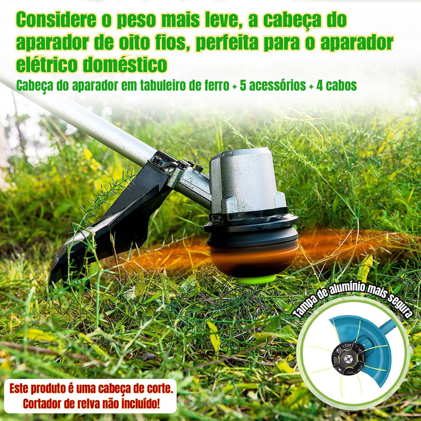 Acessório De Lâmina De Corte De Grama Com Fio De Plástico, Tipo 8 Fios, Para Cortadores De Grama A Bateria De 12-21V