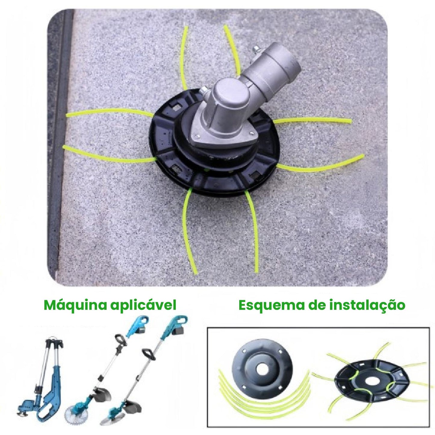 Acessório De Lâmina De Corte De Grama Com Fio De Plástico, Tipo 8 Fios, Para Cortadores De Grama A Bateria De 12-21V