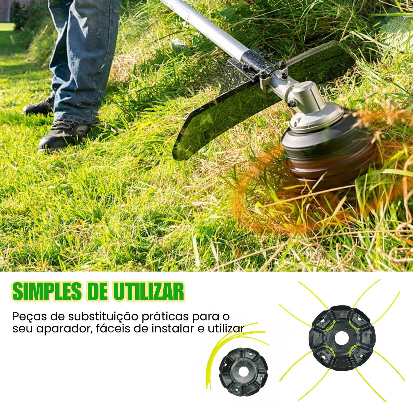 Acessório De Lâmina De Corte De Grama Com Fio De Plástico, Tipo 8 Fios, Para Cortadores De Grama A Bateria De 12-21V