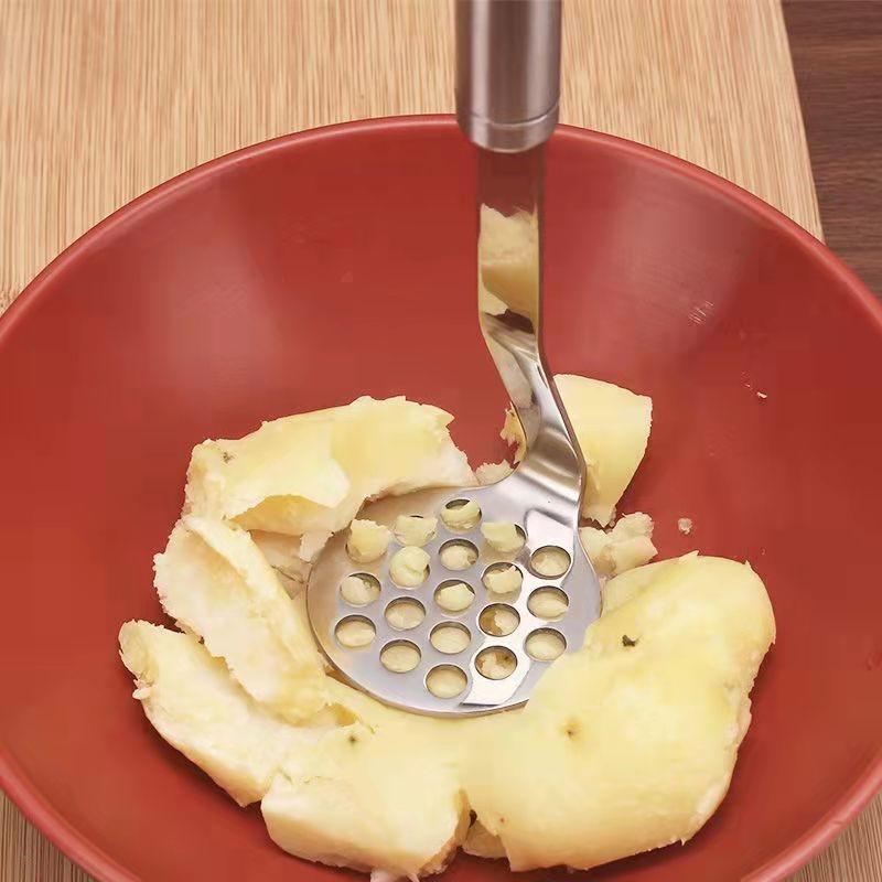 2Pcs Espremedor de aço inoxidável prateado para puré de batata e outros vegetais, utensílio de cozinha doméstico para esmagar, pressionar e esmagar alimentos