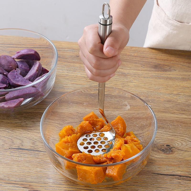 2Pcs Espremedor de aço inoxidável prateado para puré de batata e outros vegetais, utensílio de cozinha doméstico para esmagar, pressionar e esmagar alimentos