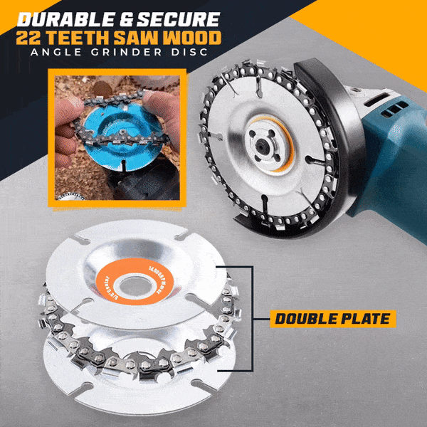 SawDisc™ - Lâmina De Serra Para Esculpir Com Rebarbadora Angular, Disco Para Motosserra Com Rebarbadora Angular De 4 Polegadas E 22 Dentes