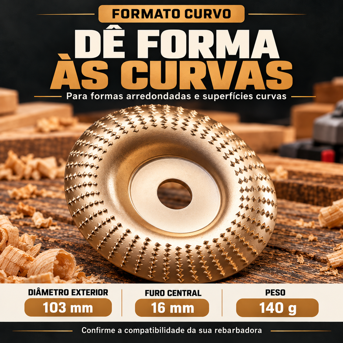 Conjunto de 3 Discos para Madeira – Desbaste Rápido e Modelação com Rebarbadora