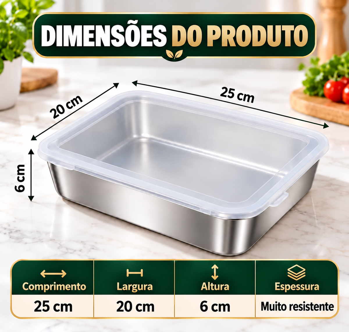 Caixa Premium em Aço Inoxidável 304 com Tampa de Silicone – Frescura Prolongada e Máxima Segurança