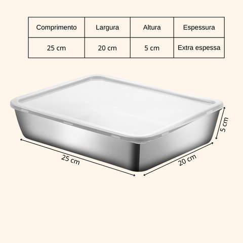 Recipiente grande para armazenamento de alimentos em aço inoxidável 304, capaz de manter os alimentos frescos por até 4 semanas.