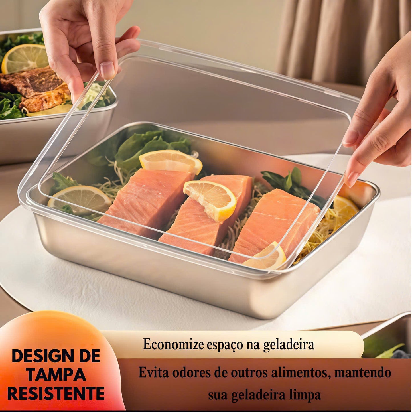 ✨Tabuleiro em aço inoxidável 304 de alta qualidade - durável e seguro para qualquer cozinha (25x20x6cm)