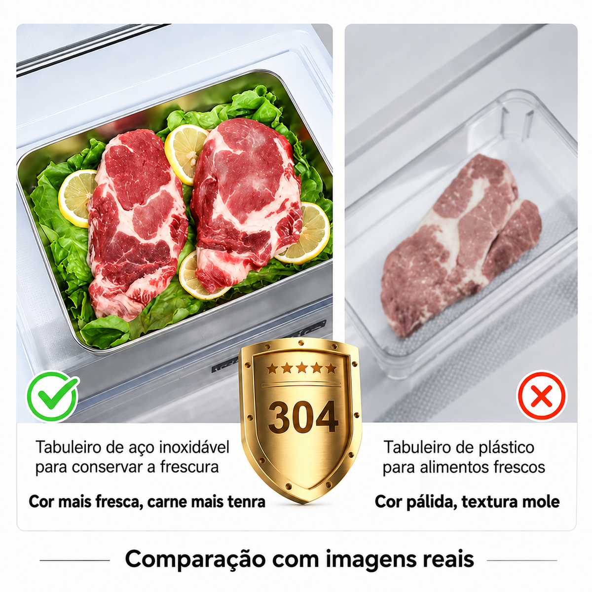 Recipientes em aço inoxidável SUS304 de 2400 ml | Alimentos frescos por mais tempo (25×20×5 cm)