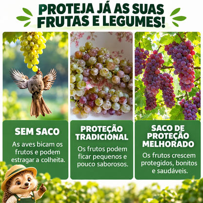 Pack de 50 Sacos de Rede para Frutas e Legumes — Proteja a Sua Colheita de Insetos e Pássaros