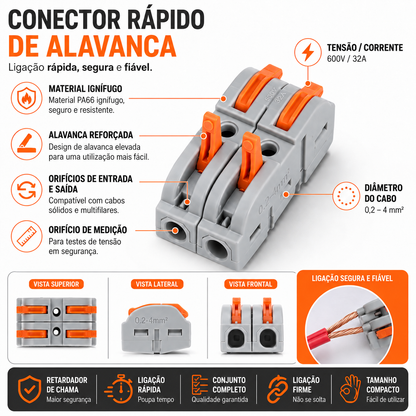 Conjunto De 34 Conectores Elétricos Rápidos De Alavanca Reutilizáveis, 2 Portas