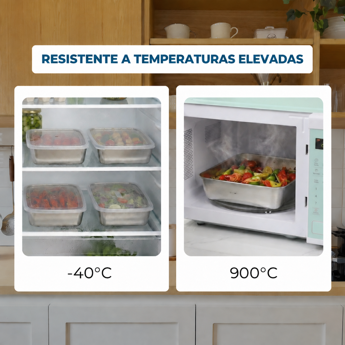 Recipientes em aço inoxidável SUS304 de 2400 ml | Alimentos frescos por mais tempo (25×20×5 cm)