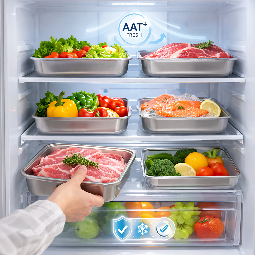 A solução para um frigorífico sempre organizado e sem odores – Recipientes em aço inox SUS304 (25×20×6 cm)