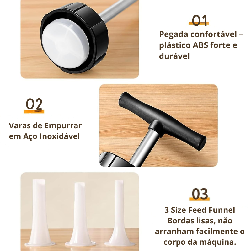 Máquina Manual para Enchidos com 3 Bicos – Uso Doméstico