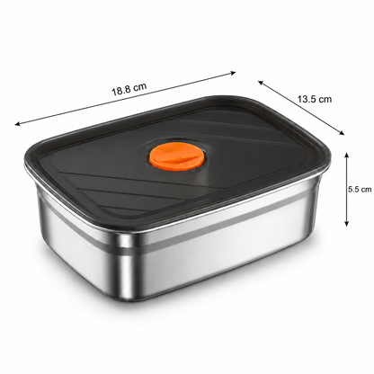 Recipiente Hermético para Armazenamento em Aço Inoxidável 316 Antibacteriano (19x14x6cm)