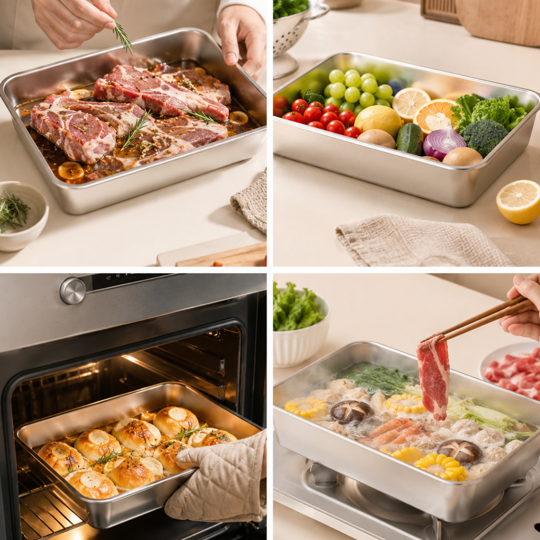 Caixas herméticas de inox 304 — o teu frigorífico mais arrumado e limpo (20×25×5 cm)