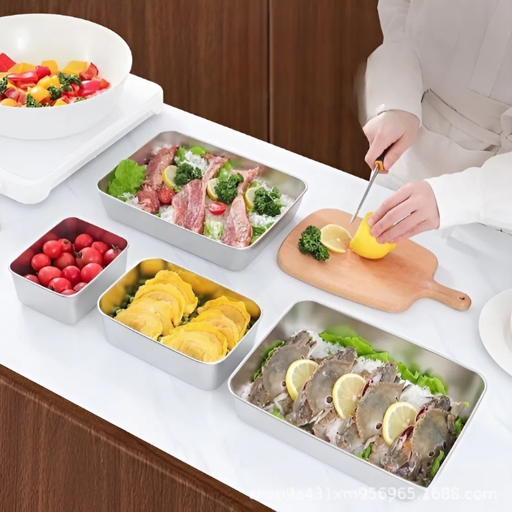 TABULEIRO PREMIUM EM AÇO INOXIDÁVEL 304 - Mantém os alimentos frescos até 5× mais tempo