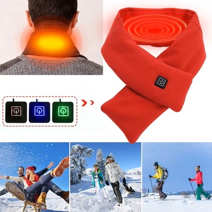 Cachecol aquecido USB para homens e mulheres, 3 níveis de ajuste de temperatura - Acompanha power bank (Cor branca)