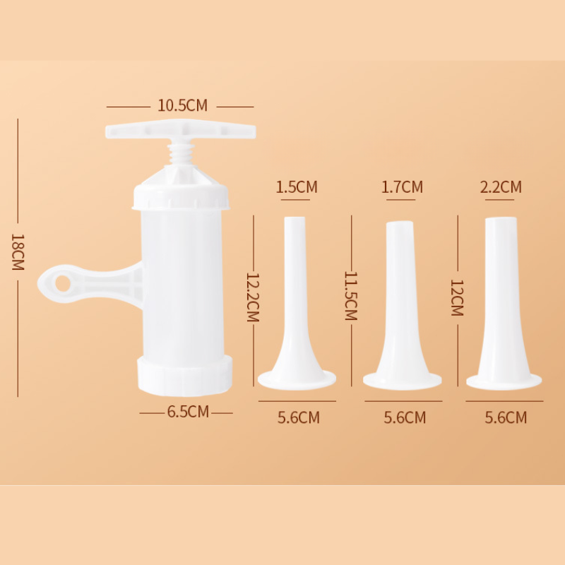 Máquina de Enchidos Manual Portátil, com 3 Bicos de Enchimento de Diferentes Tamanhos – Enchedor de Carne em Material Alimentar para Uso Doméstico (Branco)