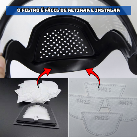 Protetor facial integral multiuso - Proteção total para o seu rosto com um design ultraleve