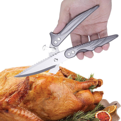 Tesoura Para Cortar Ossos De Frango Desmontável, Tesoura De Cozinha Multifuncional Em Aço Inoxidável, Afiada E Robusta (Cor Prata)