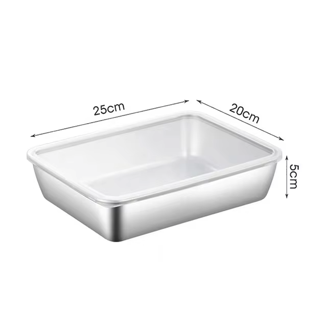 BestSeller™ - Caixas Para Conservação De Alimentos, Bandeja Retangular De Aço Inox SUS304 (25x20x5cm)