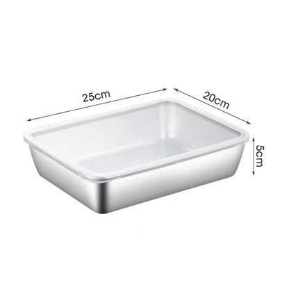 BestSeller™ - Caixas Para Conservação De Alimentos, Bandeja Retangular De Aço Inox SUS304 (25x20x5cm)