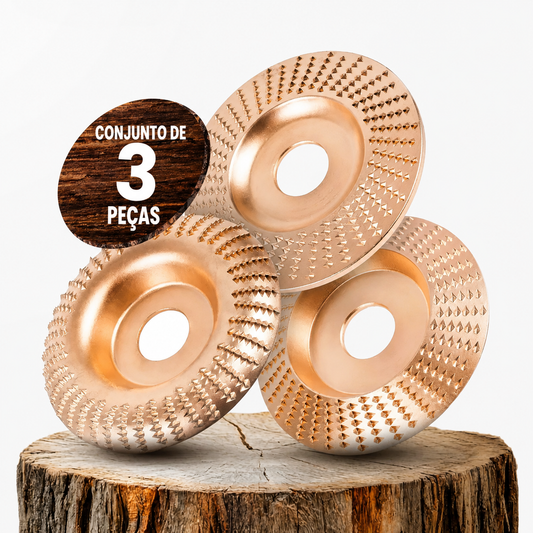 Conjunto De 3 Discos De Desbaste Em Aço Carbono Para Madeira (Plano – Curvo – Inclinado)