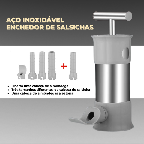 Prático Aparelho De Enchidos Em Aço Inoxidável