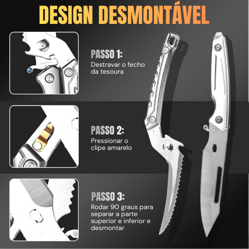 Tesoura de Aves Desmontável de Importação Alemã – Multifuncional para Frango, Ossos, Carne, Peru e Peixe (Cor Prata)